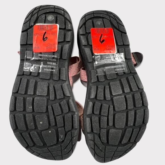 Madden Girl Blush Reflective/Pink Sun Sandals Size 6 Toe-Loop Ankle Strap Buckle - Picture 4 of 8